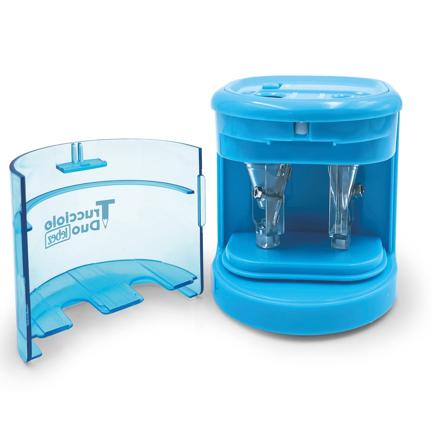 Ascutitoare de creion cu 2 gauri, alimentata de baterii, 4 culori disponibile (blister)