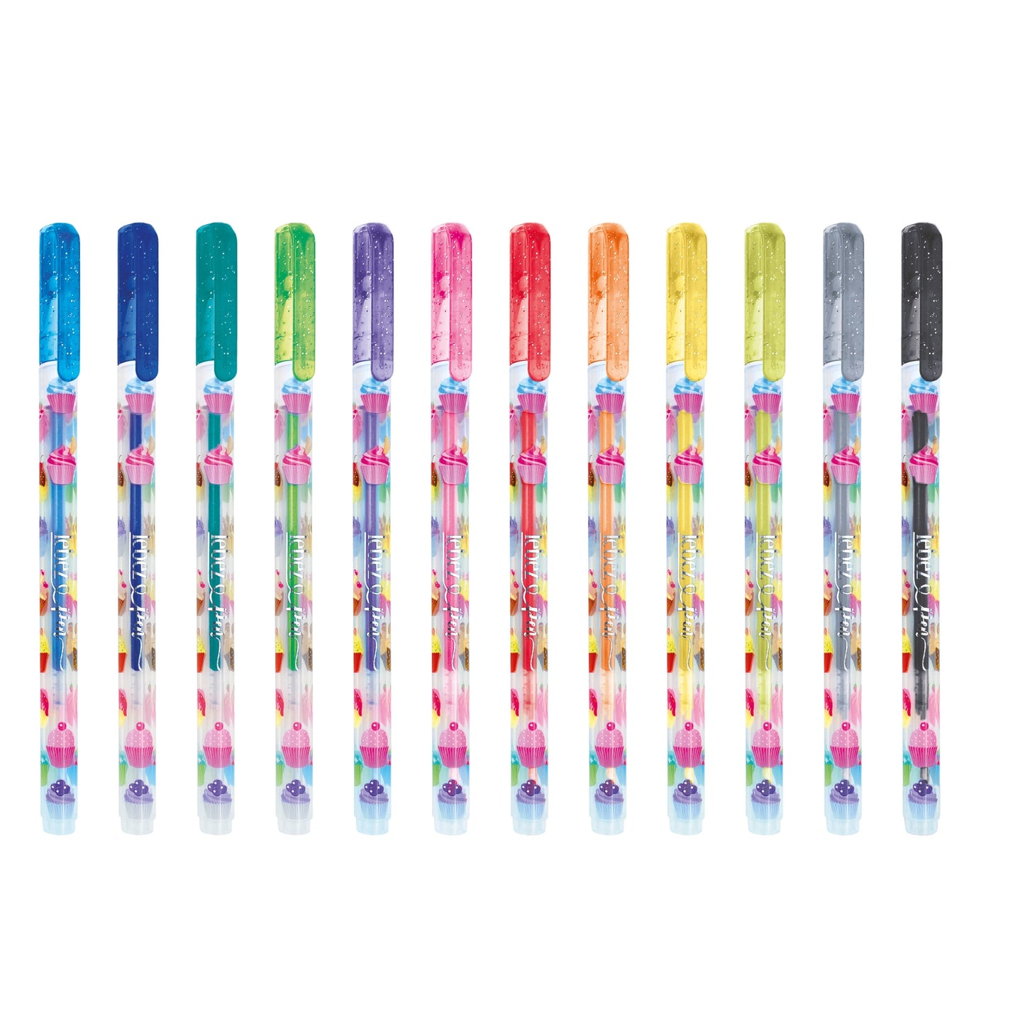 Pixuri cu sclipici parfumat, in carcasa, 12 culori (12 buc/display)