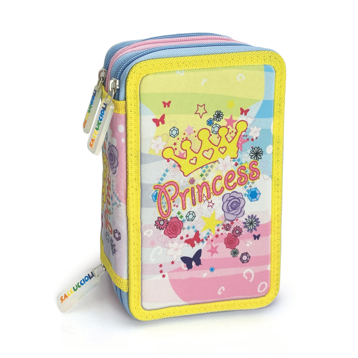 Penar echipat - Colectia pentru fete cu 3 fermoare (18 markere si 18 creioane colorate) - 13 x 20 x 6.5 cm (12buc/display)