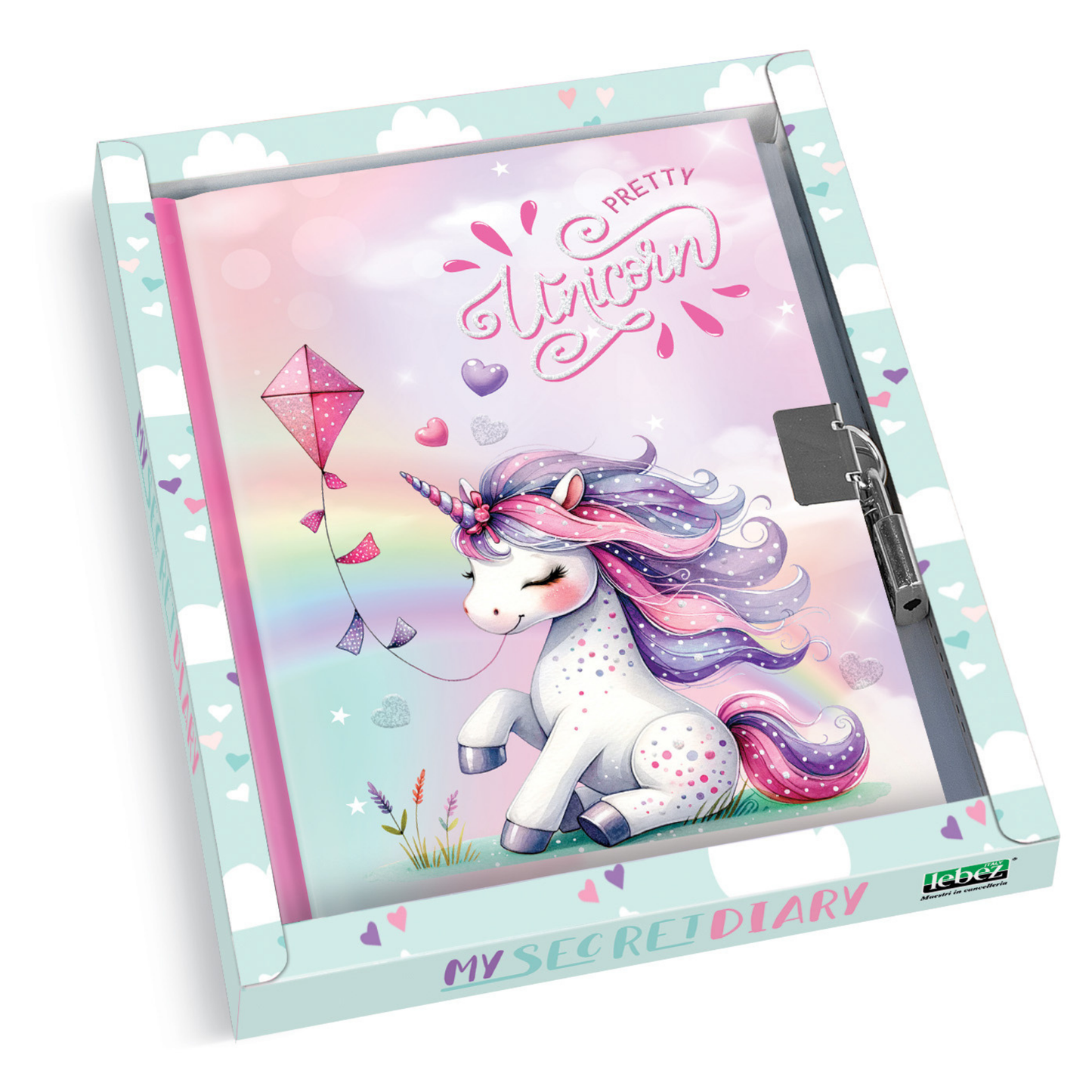 Jurnal Pretty Unicorn, cu cutie cadou, 80 de pagini, 13 x 18 cm (6 buc/display)