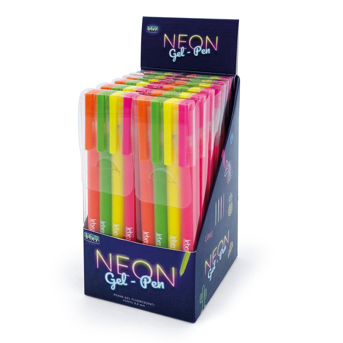 Pixuri cu gel Neon, varf 0.8 mm, 4 culori (blister)