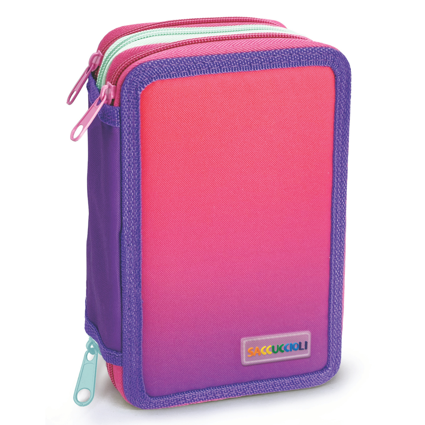 Penar echipat - Color Block cu 3 fermoare (18 markere si 12 creioane colorate) - 13 x 20 x 6.5 cm (12 buc/display)