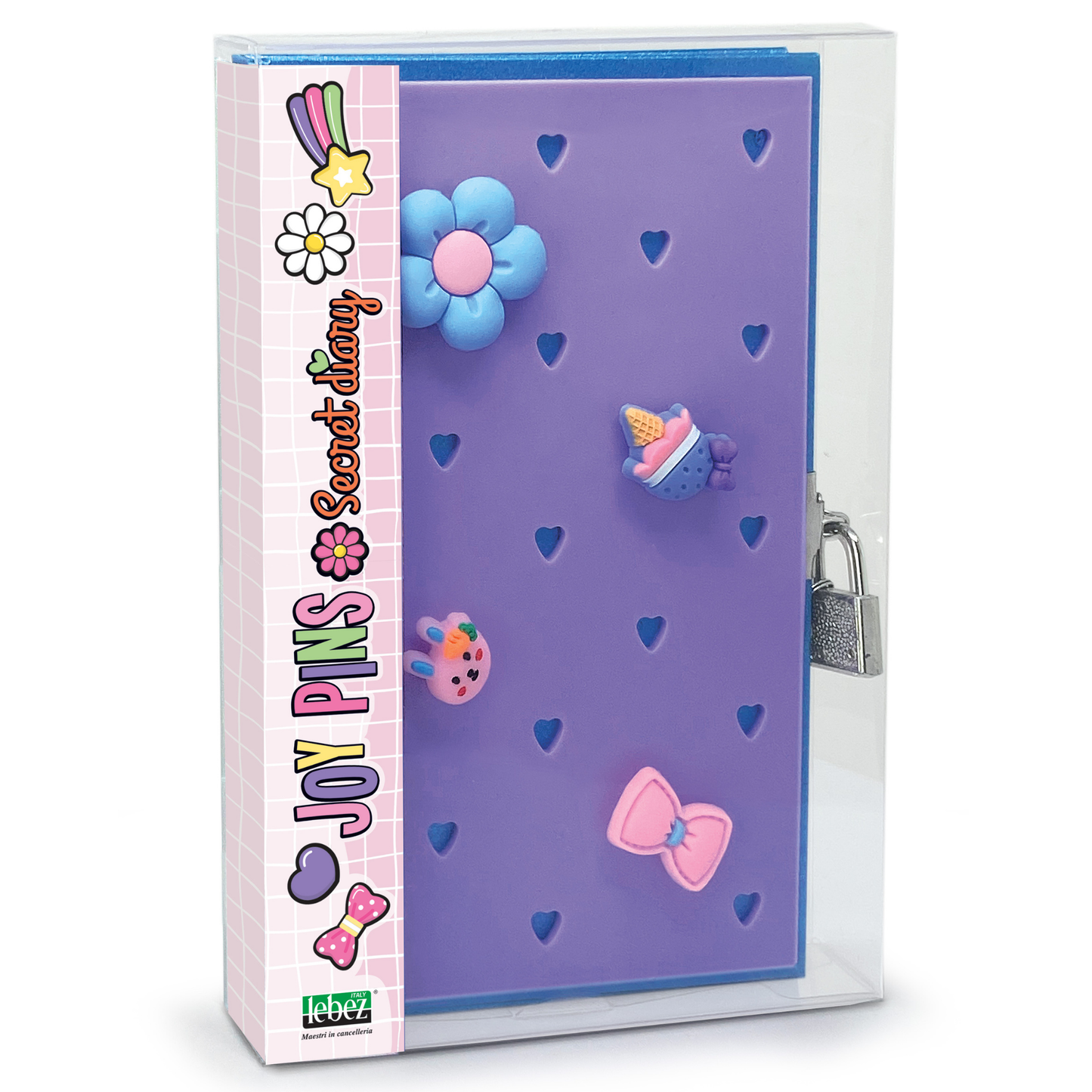 Jurnal Joy Pins, cu decoratiuni 3D, 80 de pagini, 13.5 x 21 cm (6 buc/display)