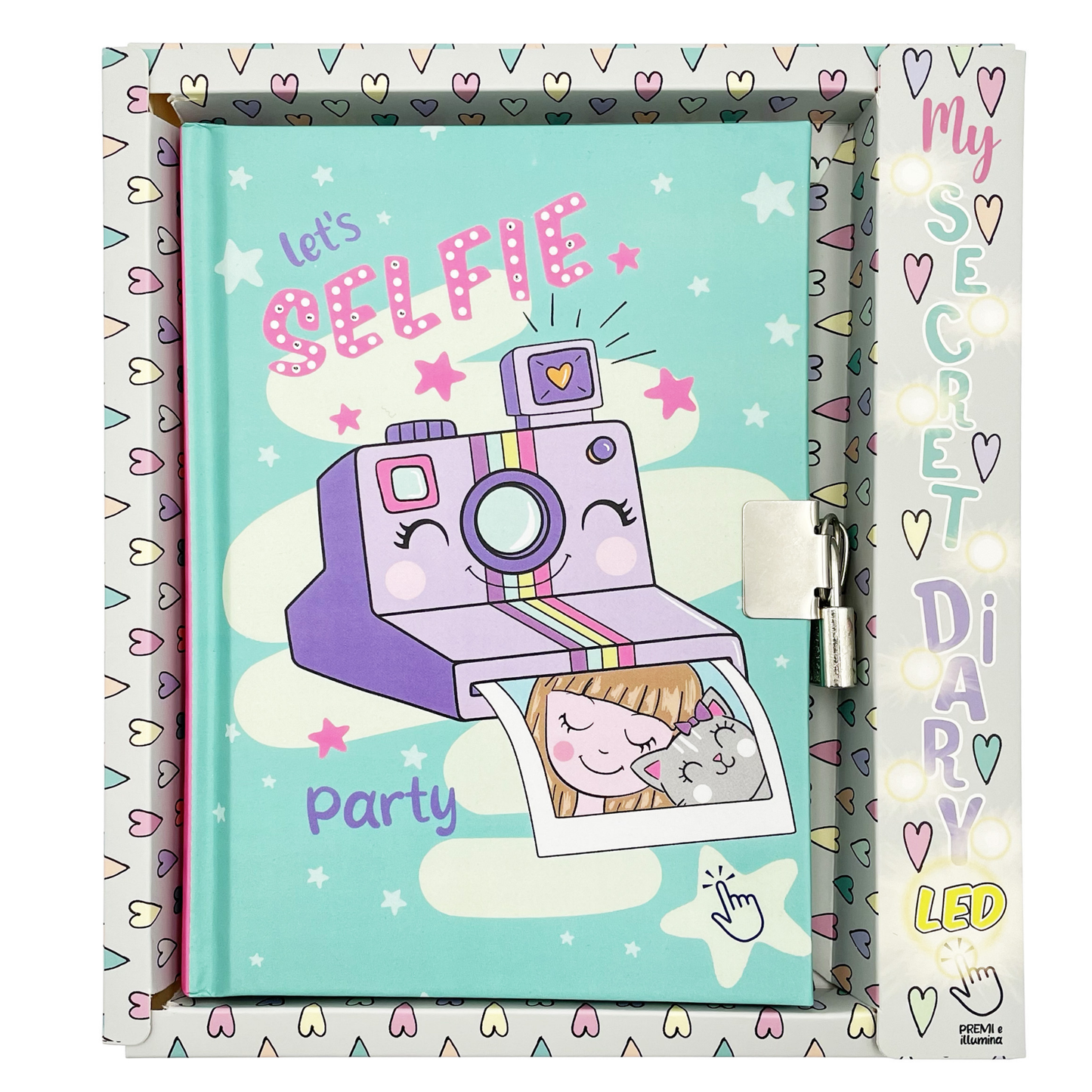 Jurnal cu LED, cu cutie cadou, 80 de pagini, 13 x 18 cm (6 buc/display)