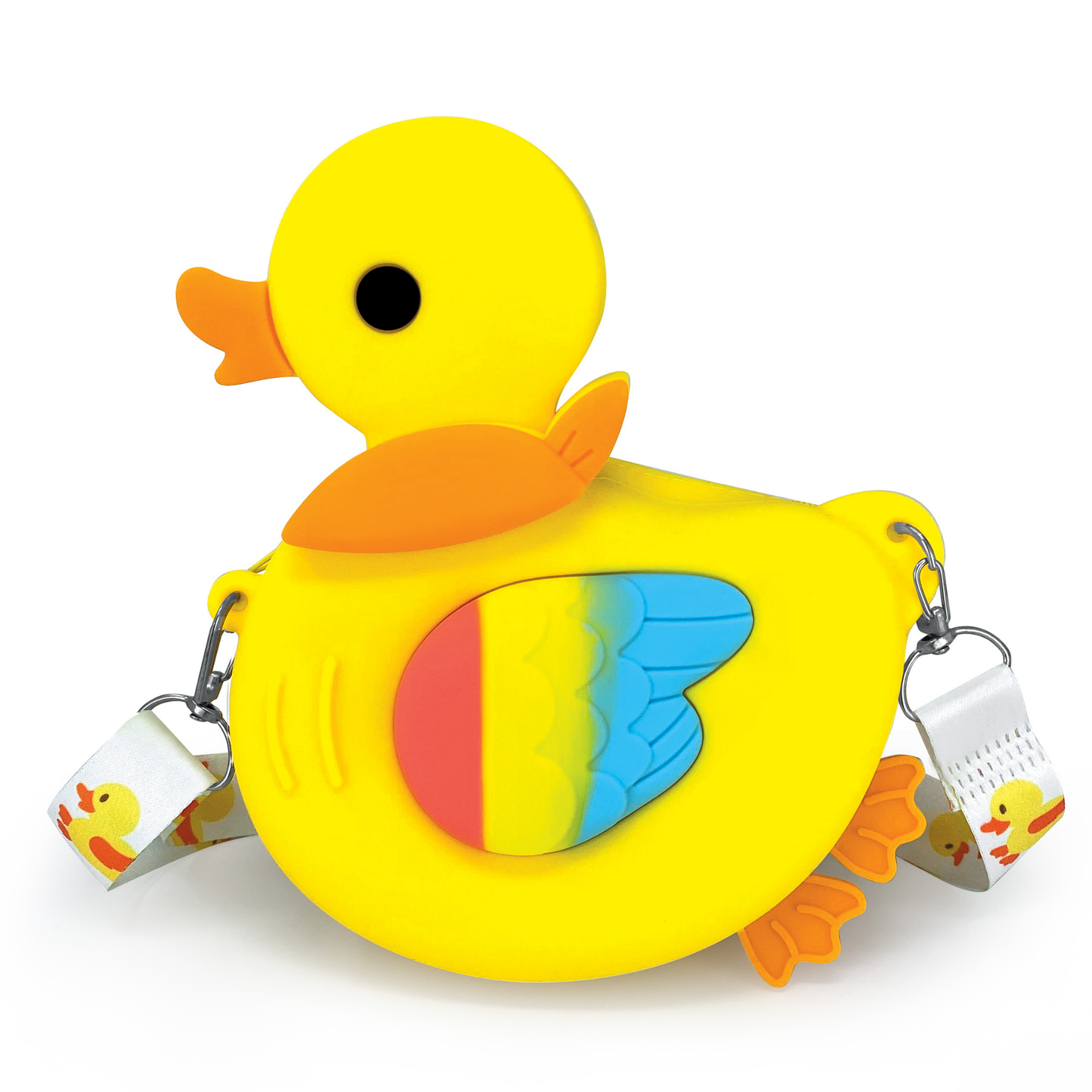 Mini geanta Ducky din silicon, cu fermoar si curea de umar reglabila - 15 x 17 x 2.5 cm (8 buc/display)
