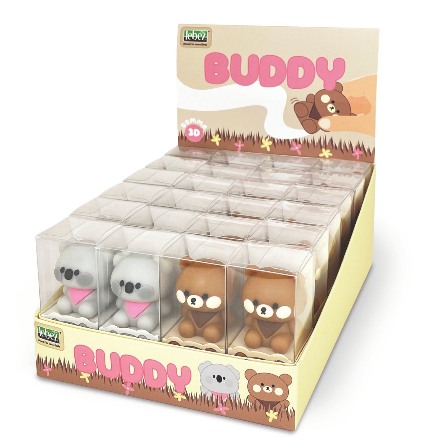 Radiera Buddy, Ursulet 3D, 2 culori (24 buc/display)