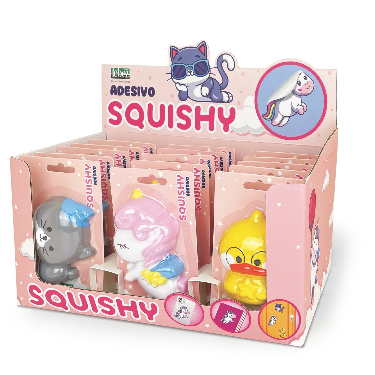 Autocolant Squishy, 3 modele (15 blistere/display)
