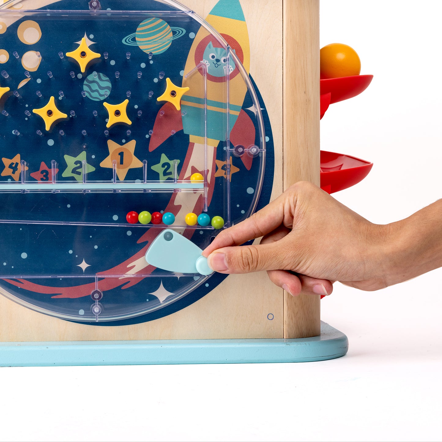 Jucarie din lemn - Centru de activitati Invata si descopera cu cubul magic