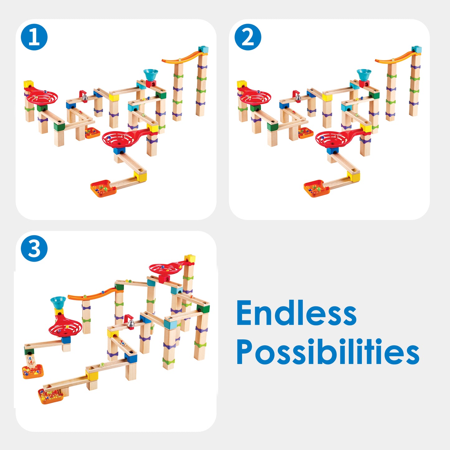 Jucarie din lemn - Marble Run Tricks N Twists (129 piese)