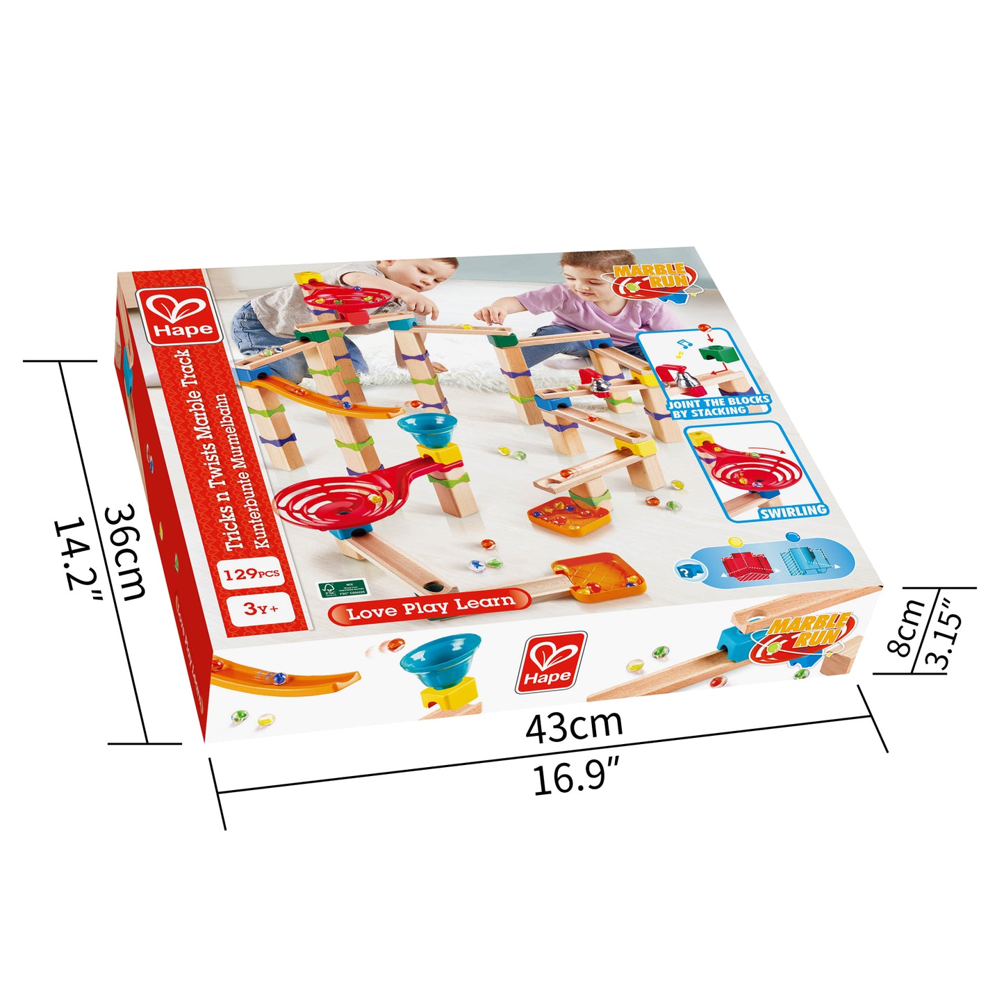 Jucarie din lemn - Marble Run Tricks N Twists (129 piese)