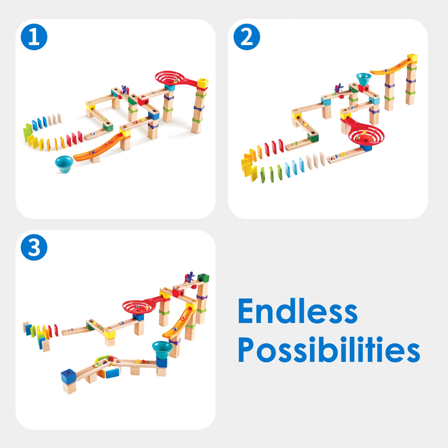 Jucarie din lemn - Marble Run Race Track (81 piese)