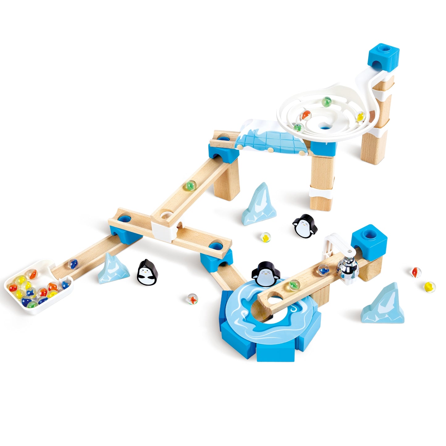 Jucarie din lemn - Marble Run Penguin Playland (112 piese)