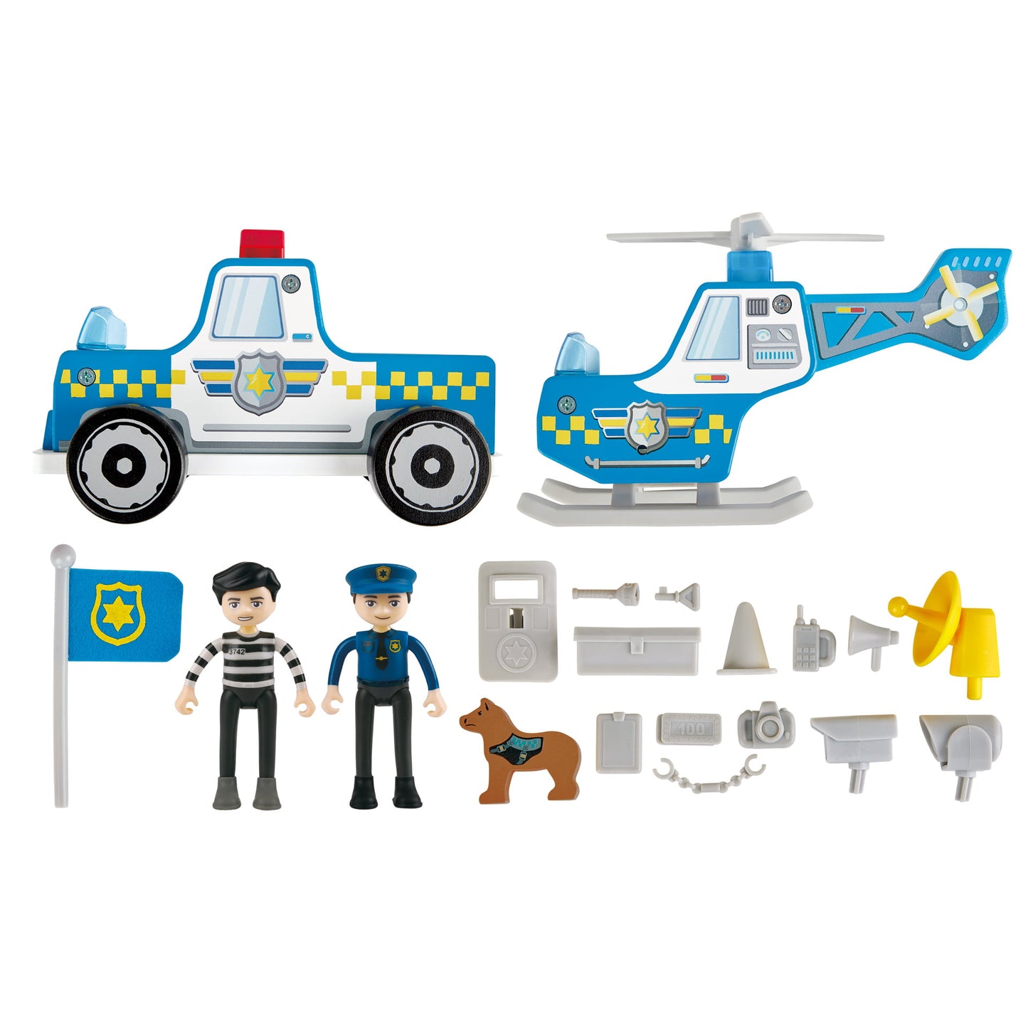 Jucarie din lemn - Set departamentul de politie