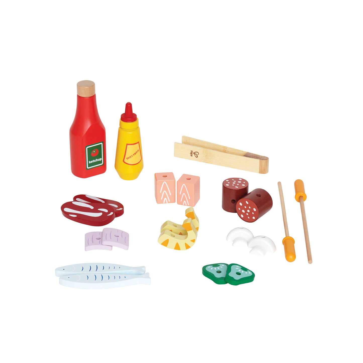 Jucarie din lemn copii - Gratar gourmet cu mancare (22 piese)