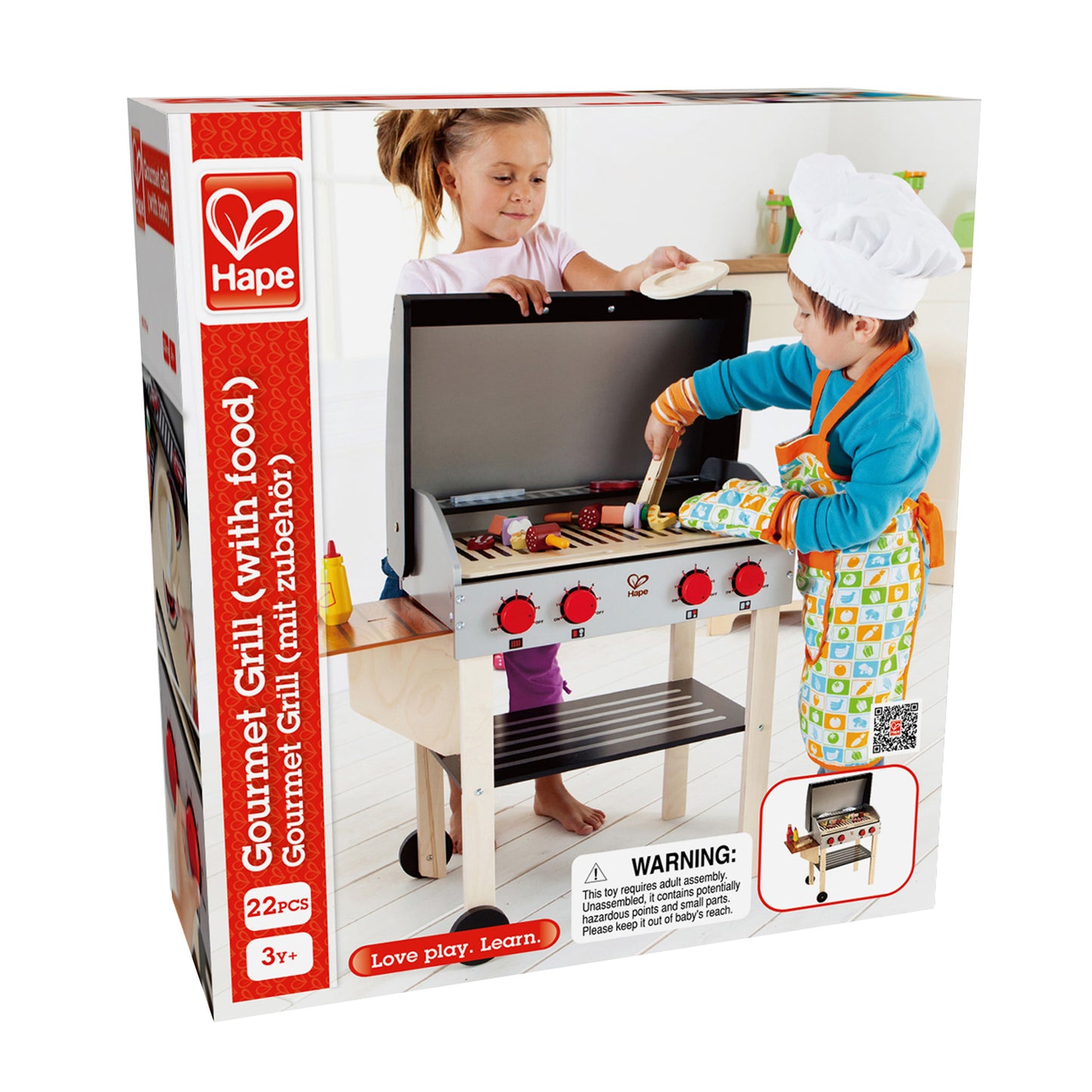 Jucarie din lemn copii - Gratar gourmet cu mancare (22 piese)