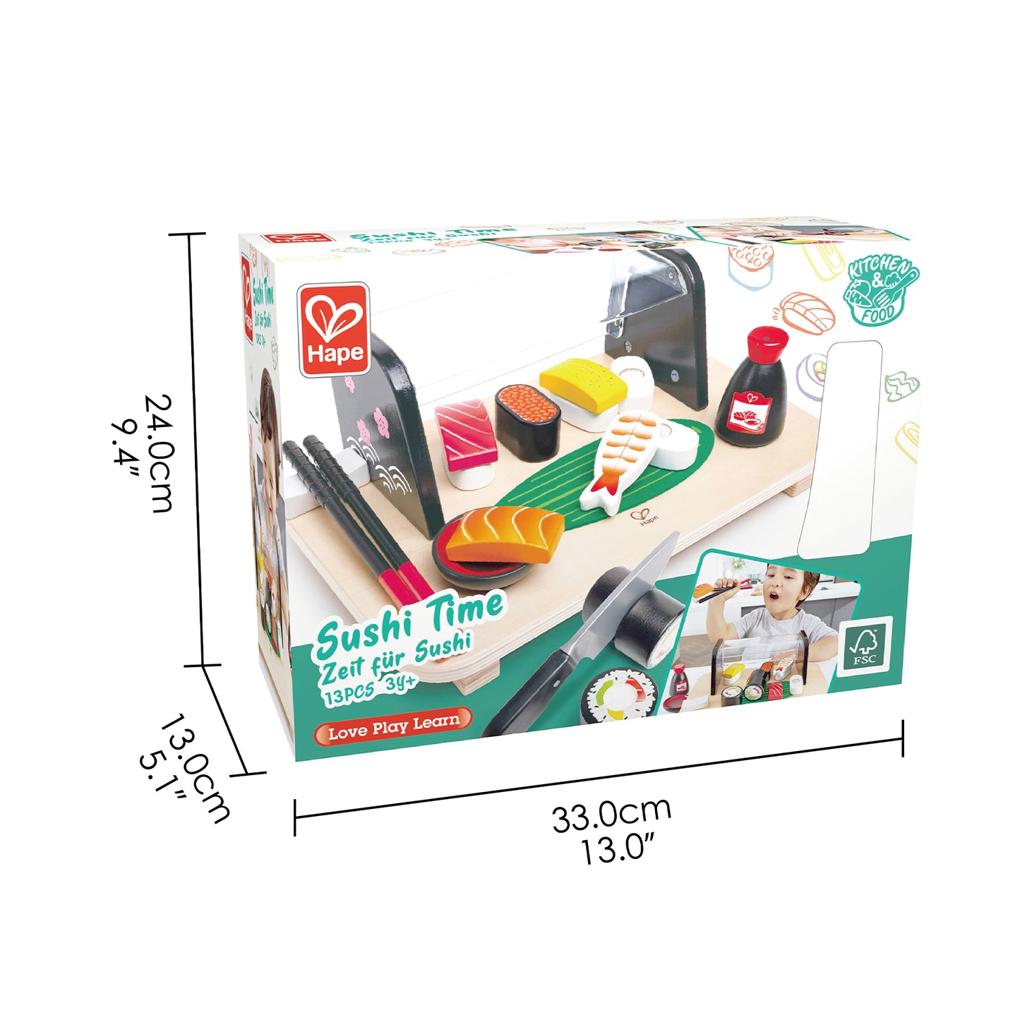 Jucarie din lemn pentru copii - Sushi (13 piese)