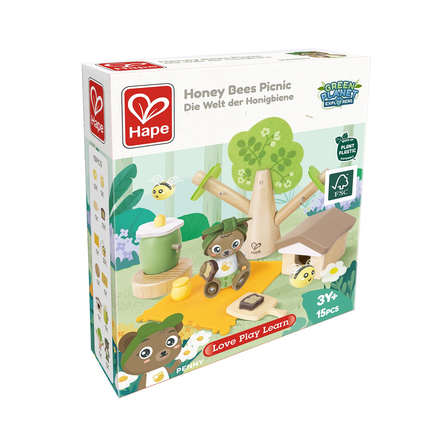 Jucarie din lemn - Picnic cu miere de albine (14 piese)
