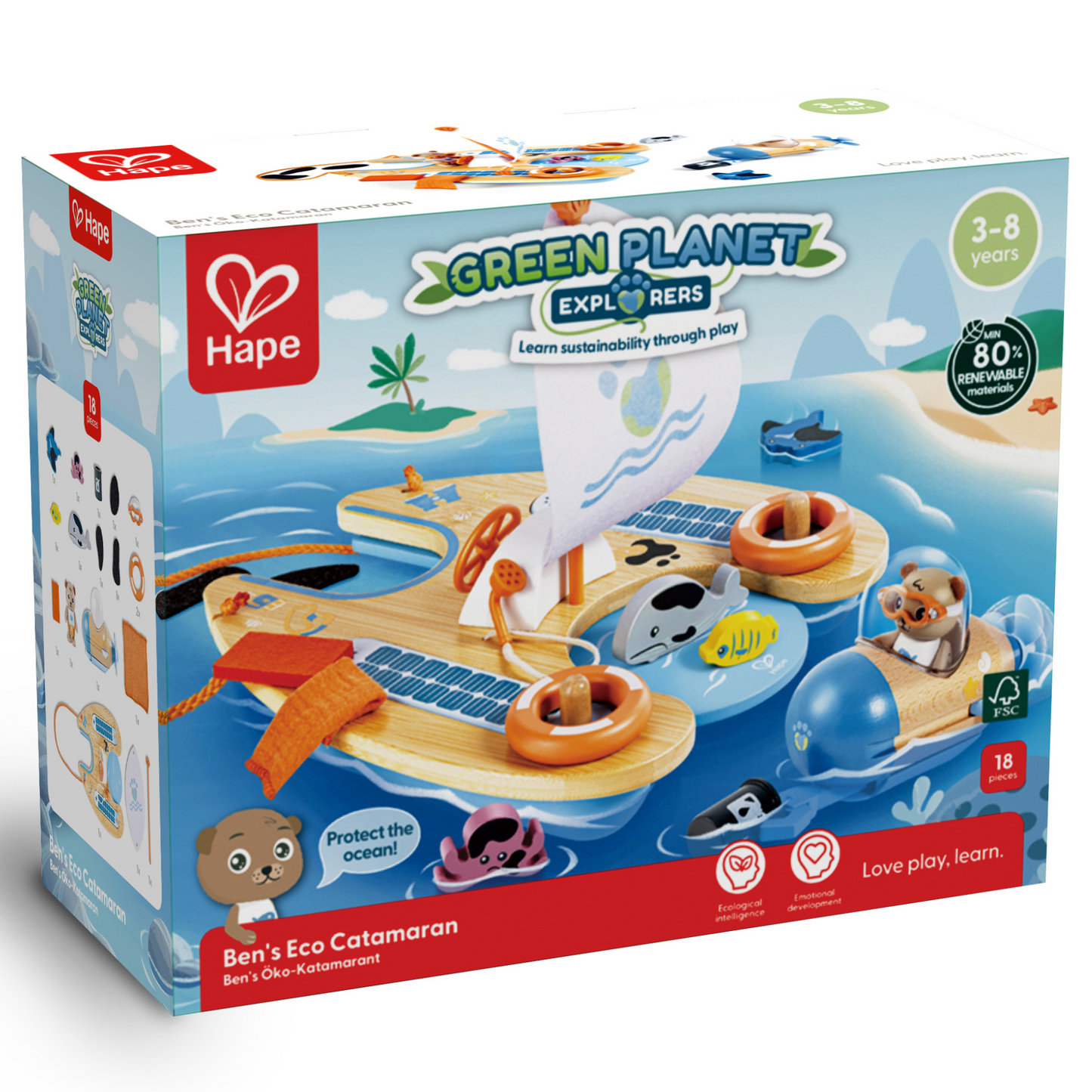 Jucarie din lemn - Catamaran (18 piese)