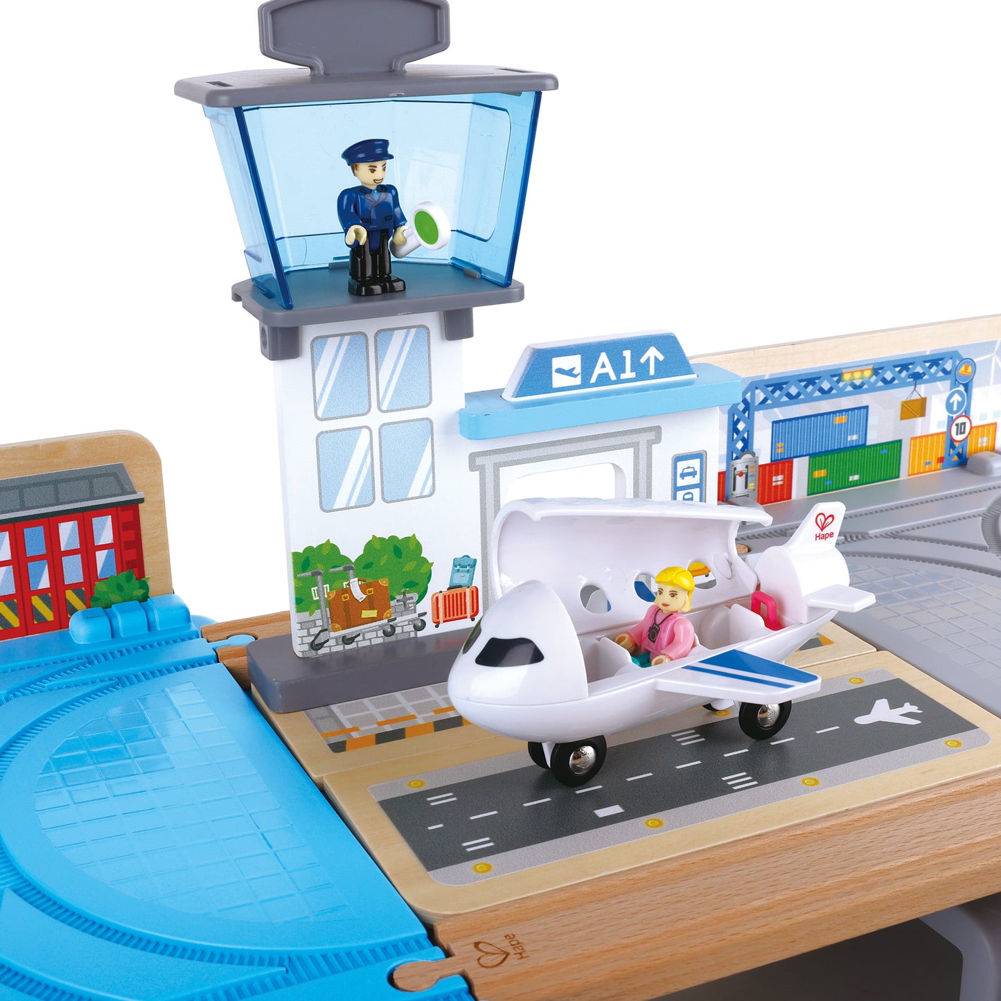 Jucarie din lemn - Set tren metropola (80 piese)