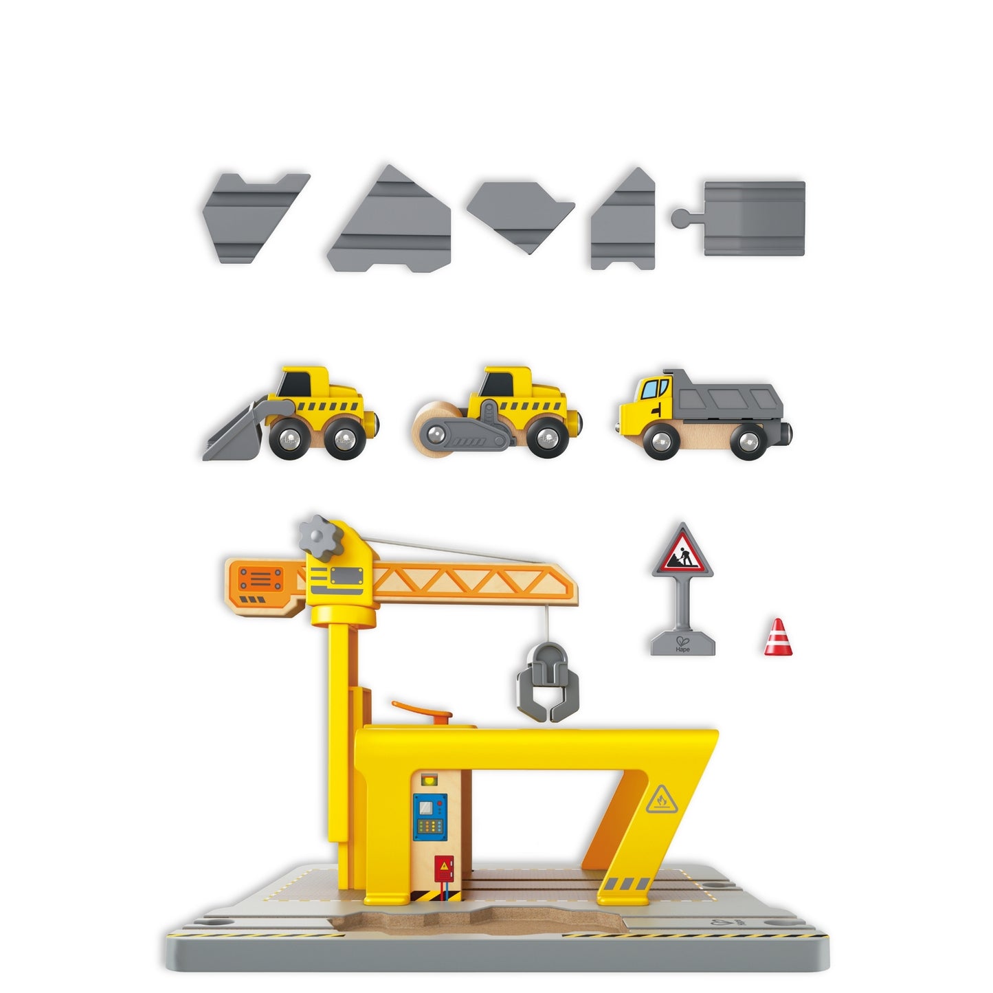 Jucarie din lemn - Set constructii macarale feroviare