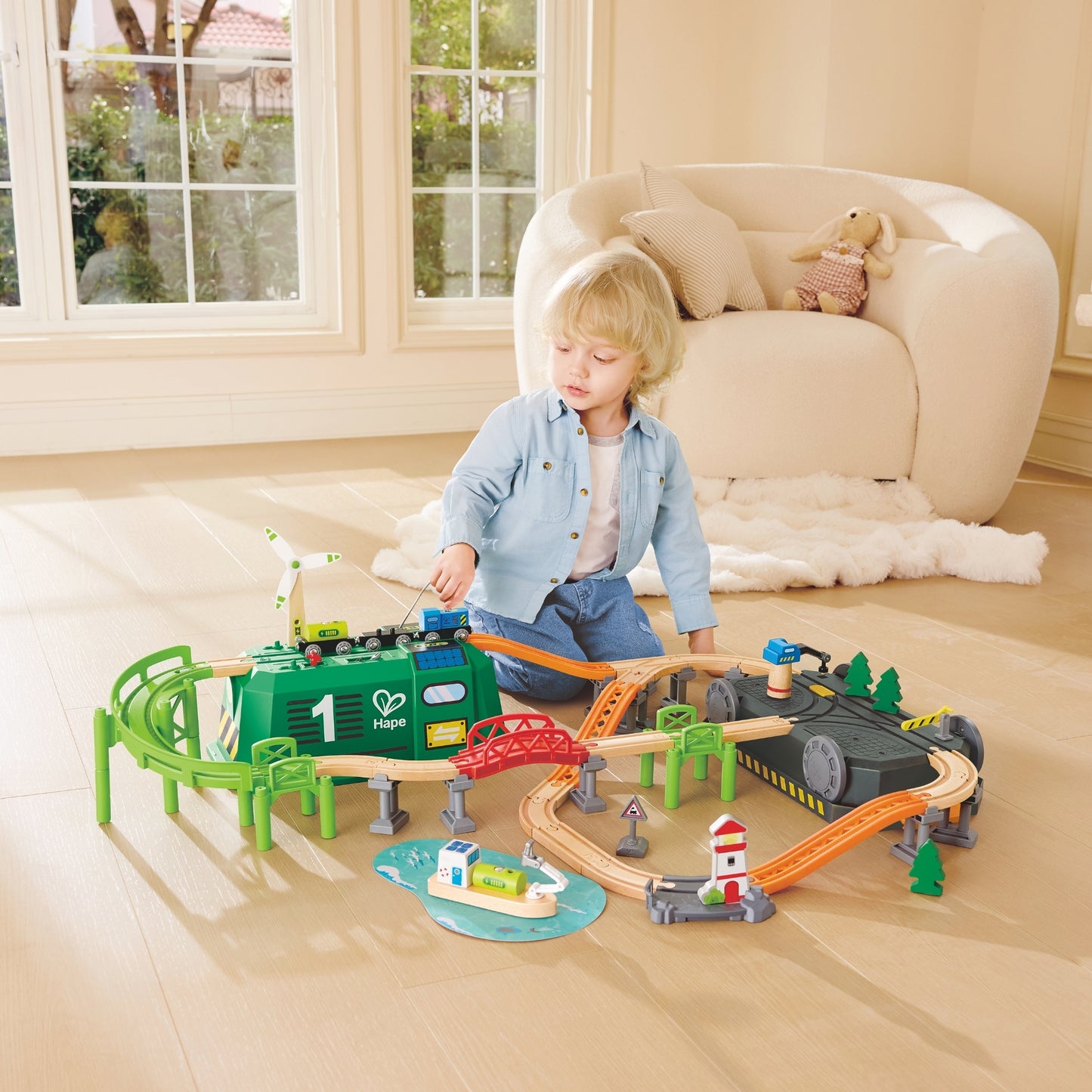 Jucarie din lemn - Tren in cutie tip locomotiva