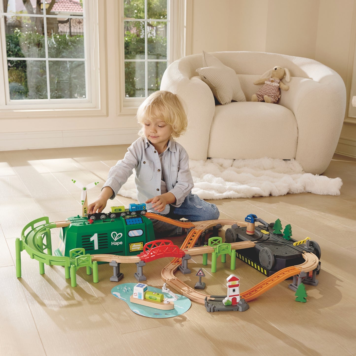 Jucarie din lemn - Tren in cutie tip locomotiva