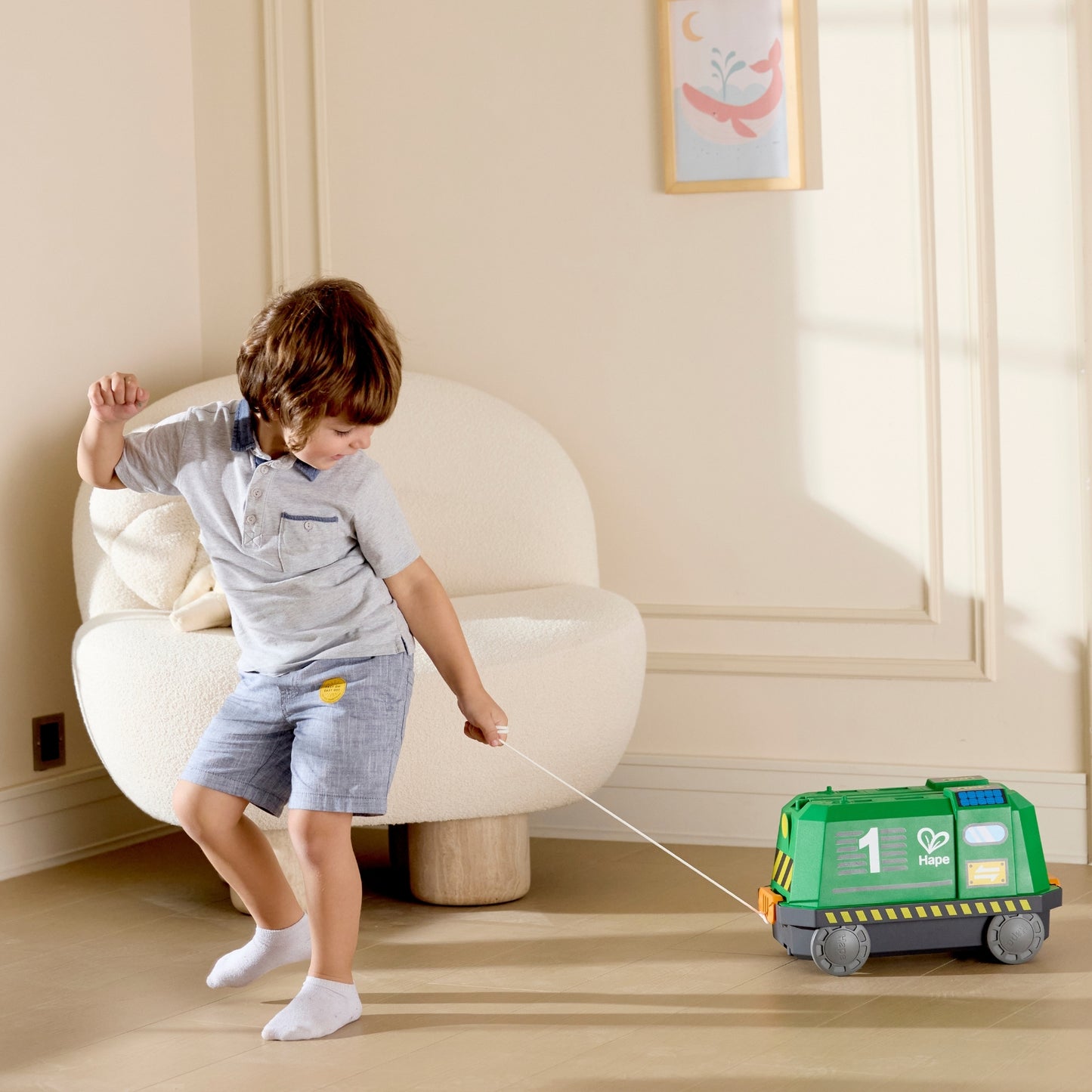 Jucarie din lemn - Tren in cutie tip locomotiva