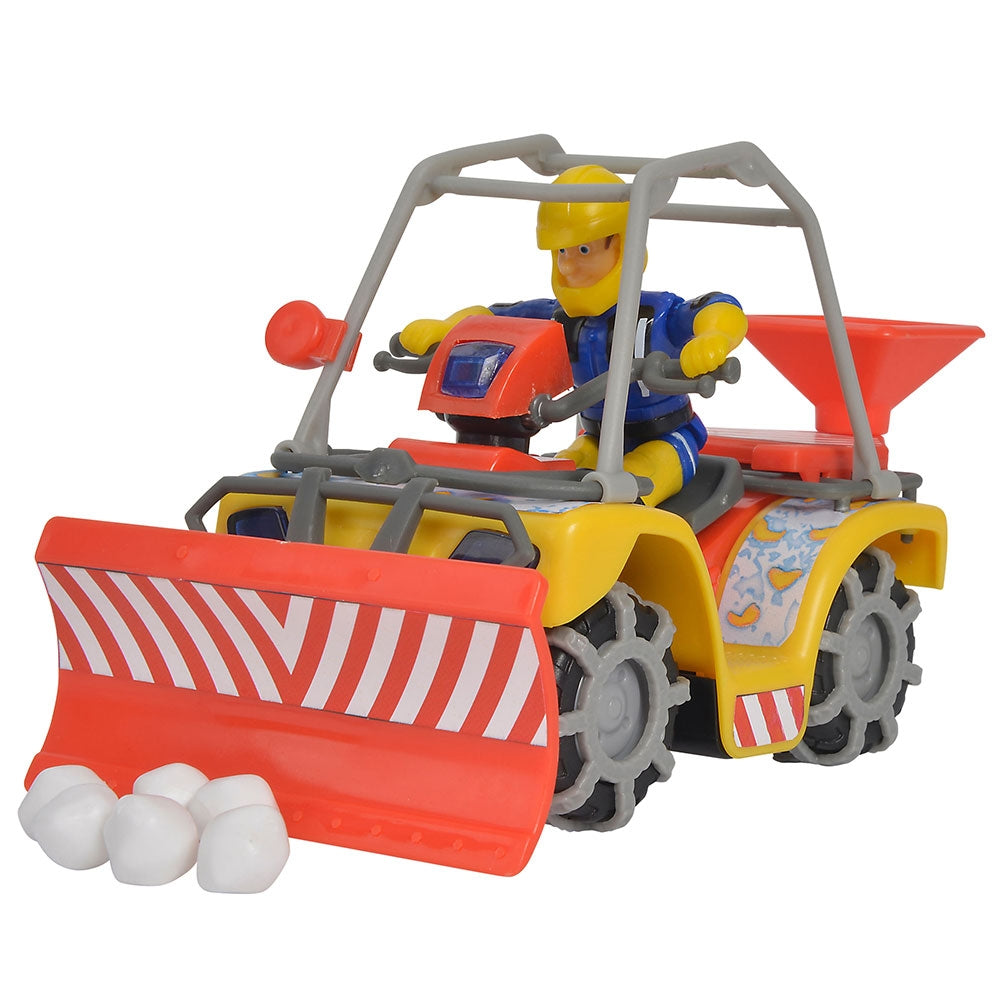 ATV Simba Fireman Sam, Sam Mercury Snow Quad cu lama de zapada, figurina Sam si accesorii