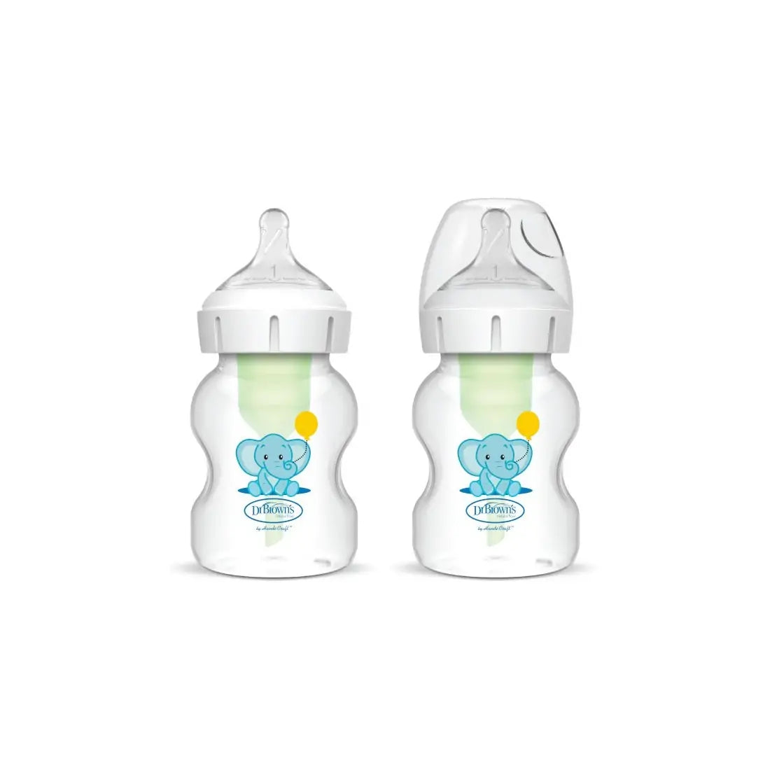 Biberon Anti-Colici cu Gat Larg PP,150 ml. "Options Plus" Design, (2 pack)