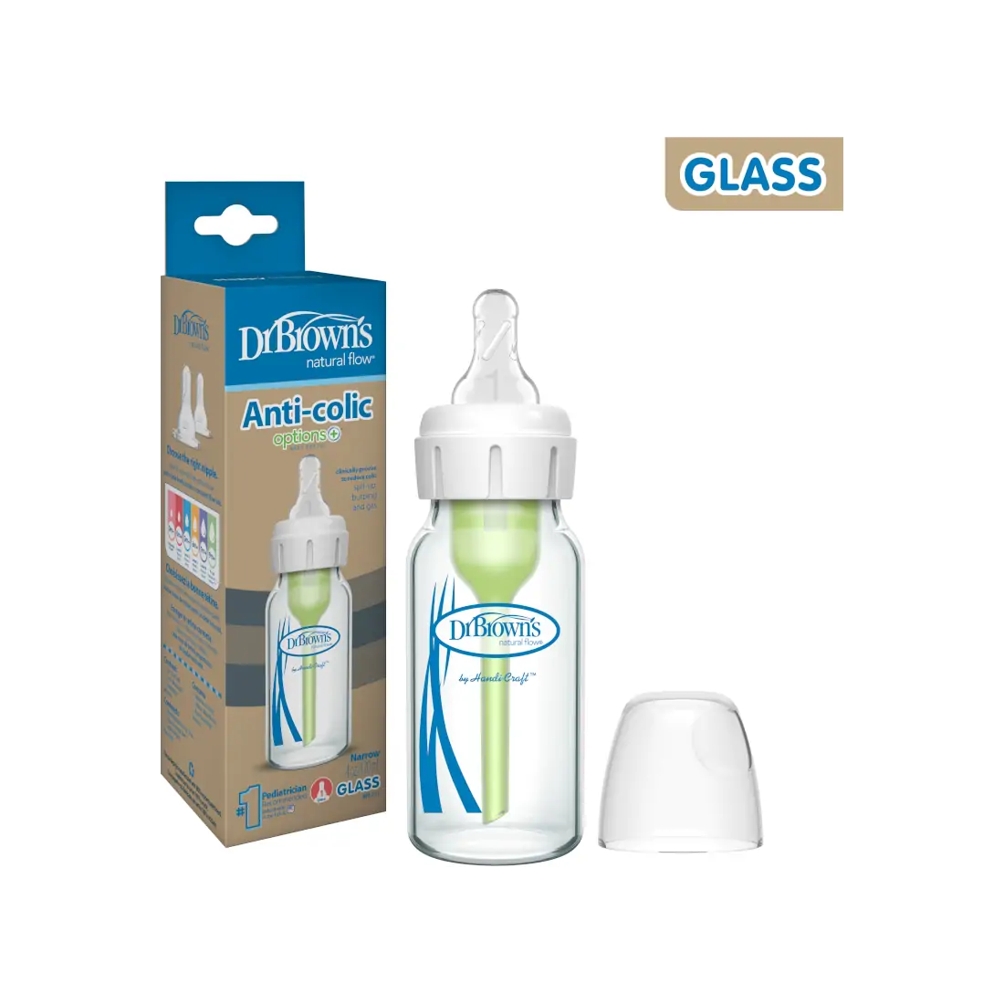 Biberon Anti-Colici din sticla cu Gat Ingust „Options +”� 120 ml.