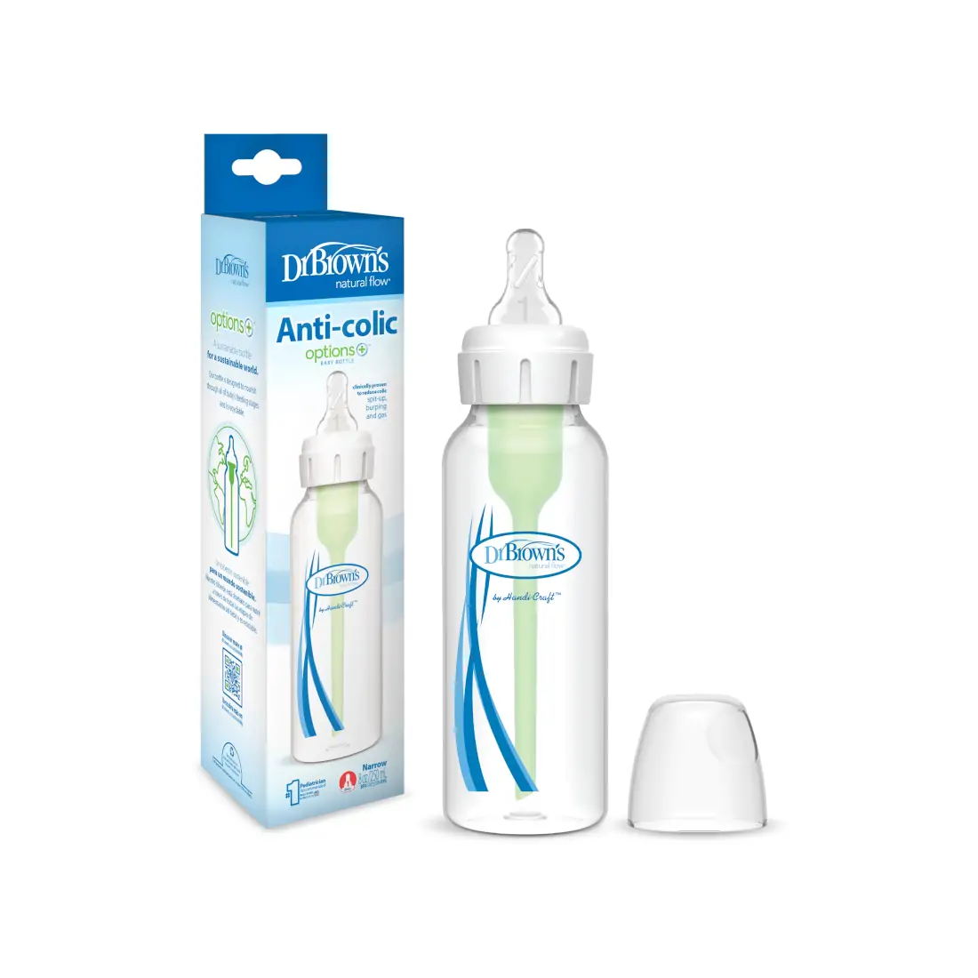 Biberon din plastic Anti-Colici cu Gat Ingust, 250 ml. "Options + "