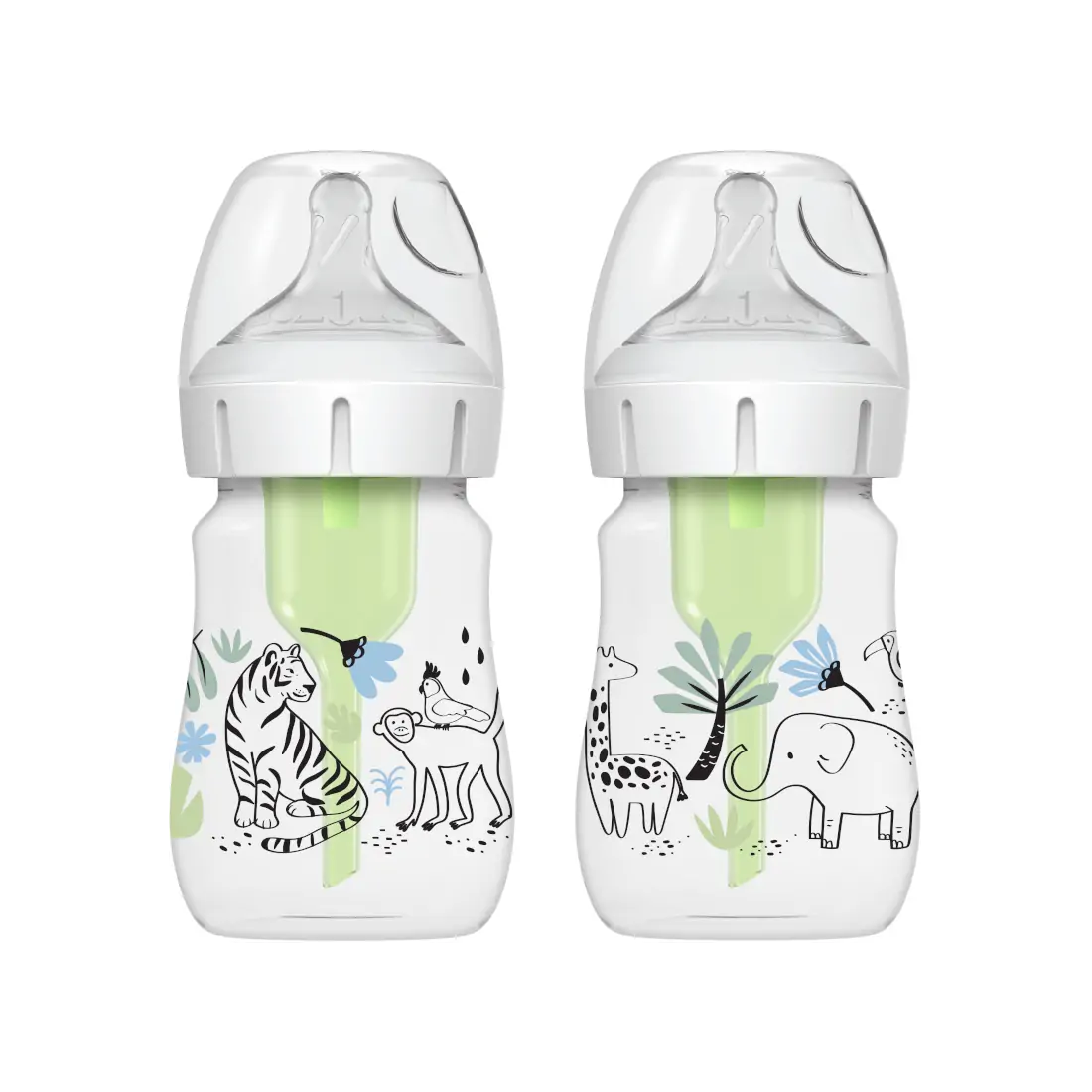 Biberon Anti-Colici cu Gat Larg PP, 150 ml. "Options Plus" design baieti (BPA free) (2 pack)