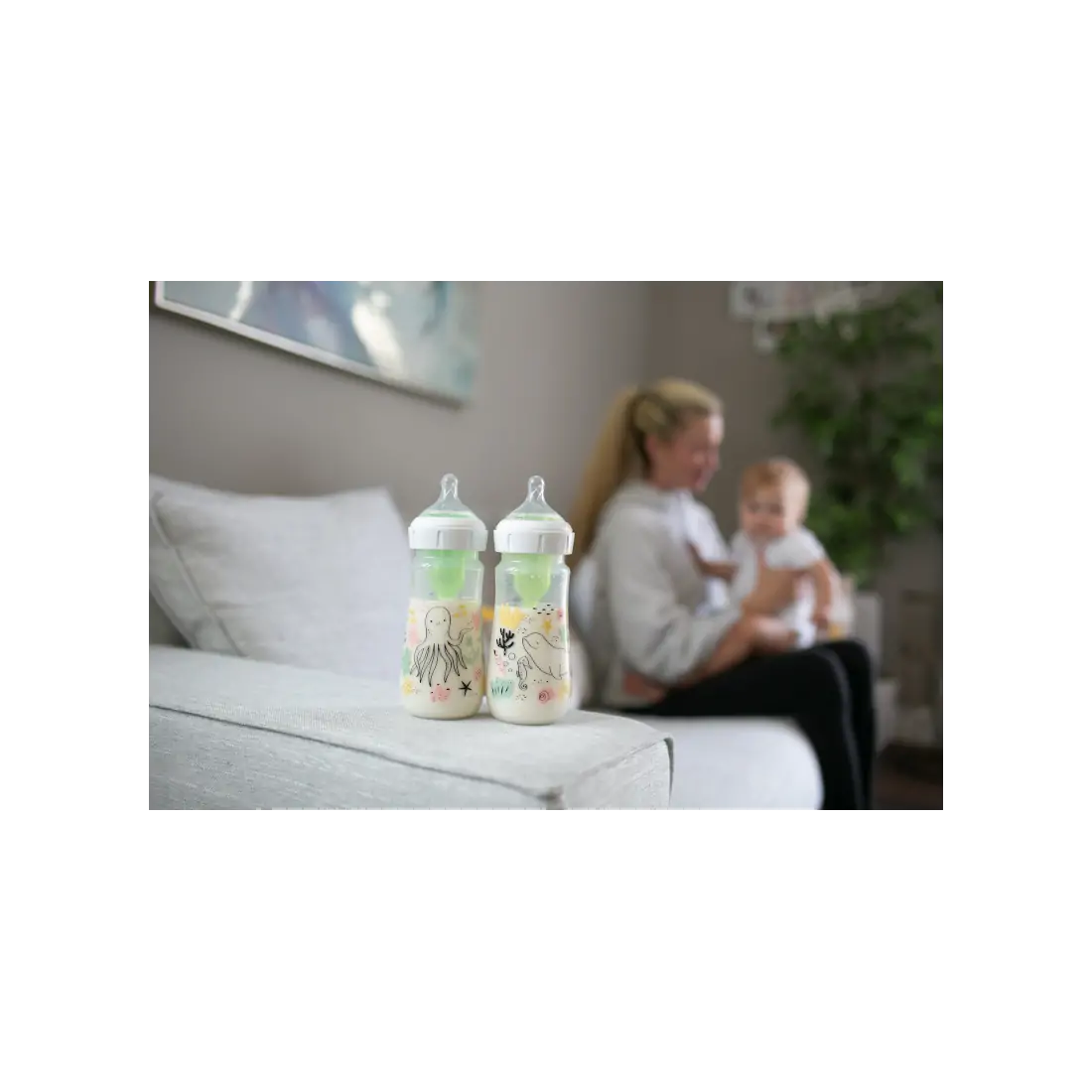 Biberon Anti-Colici cu Gat Larg PP, 270 ml. "Options Plus" design fetite (BPA free) (2 pack)