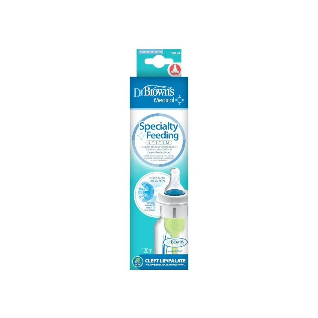 Biberon din plastic cu Gat Ingust 120 ml. cu Sistem Special de Hranire