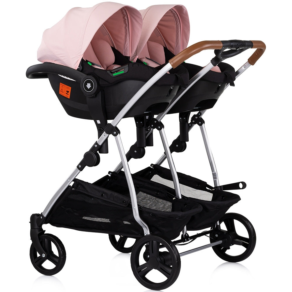 Carucior gemeni Chipolino Duo Smart 3 in 1 pink marshmallow