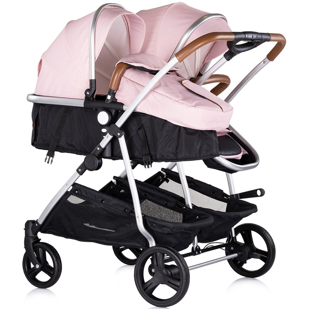 Carucior gemeni Chipolino Duo Smart 3 in 1 pink marshmallow