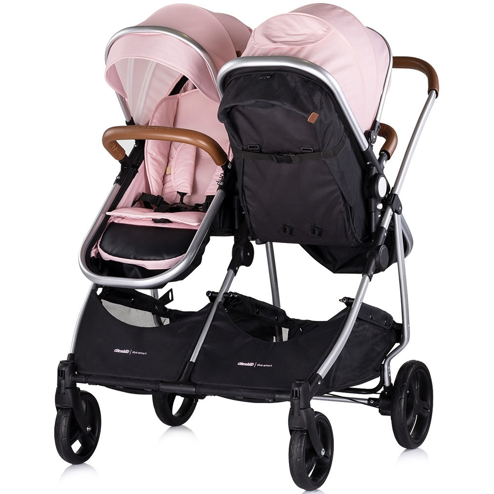 Carucior gemeni Chipolino Duo Smart 3 in 1 pink marshmallow