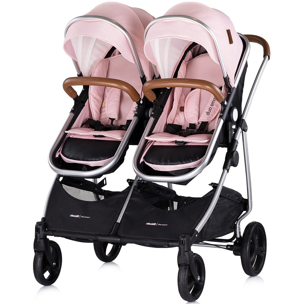 Carucior gemeni Chipolino Duo Smart 3 in 1 pink marshmallow