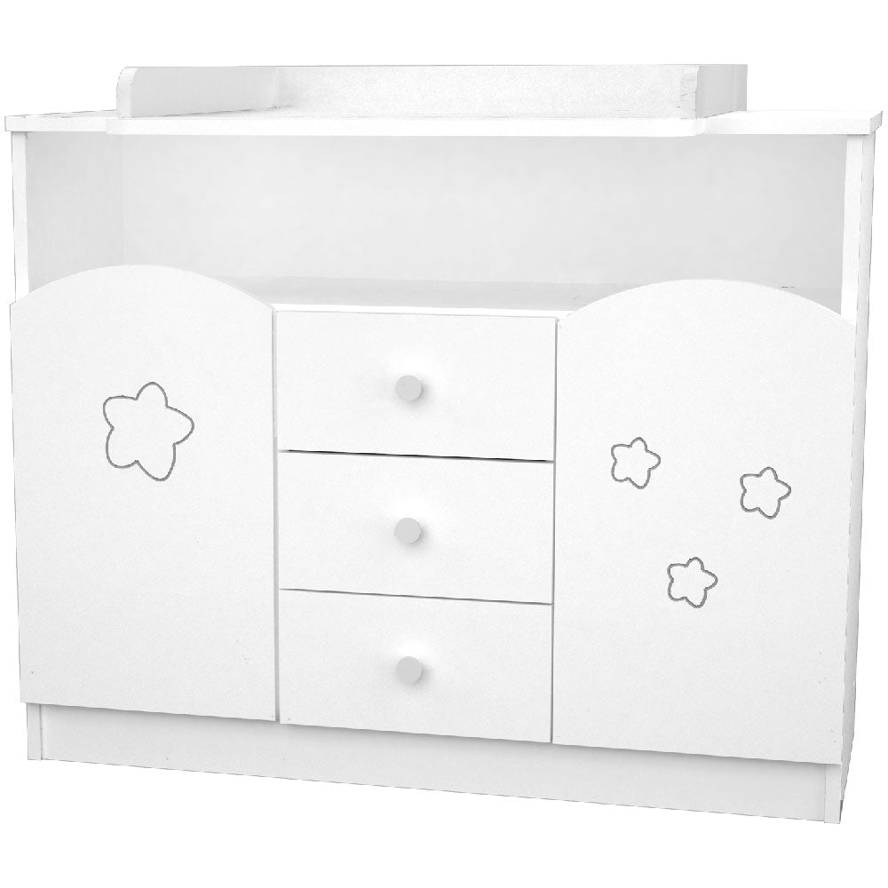 Comoda de infasat Hubners Matei 106 cm alb cu stelute