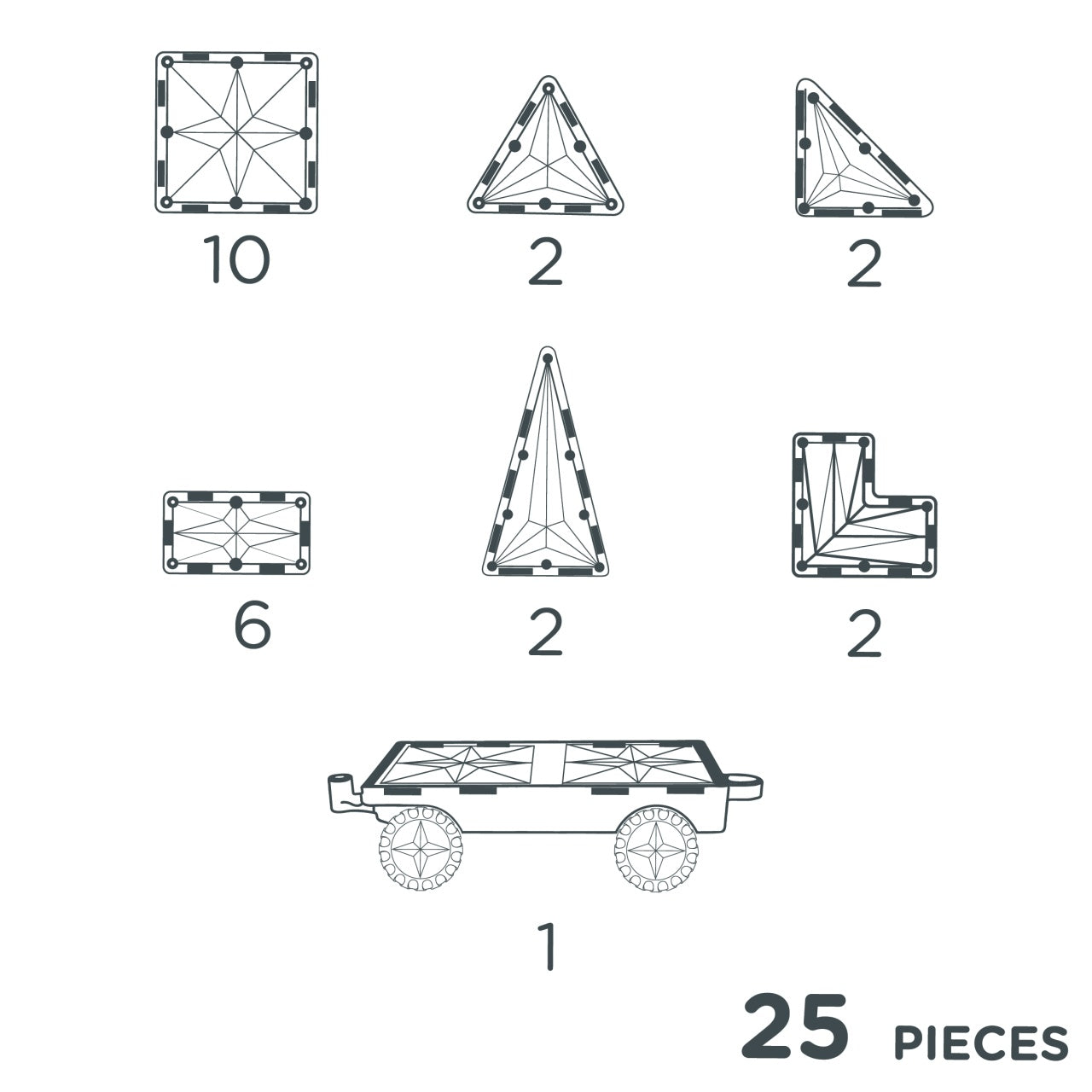 Joc magnetic de construit cu set de roti 25 piese, Cleverclixx