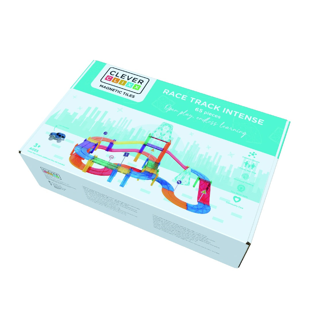 Joc magnetic Traseu de curse 65 piese, Cleverclixx