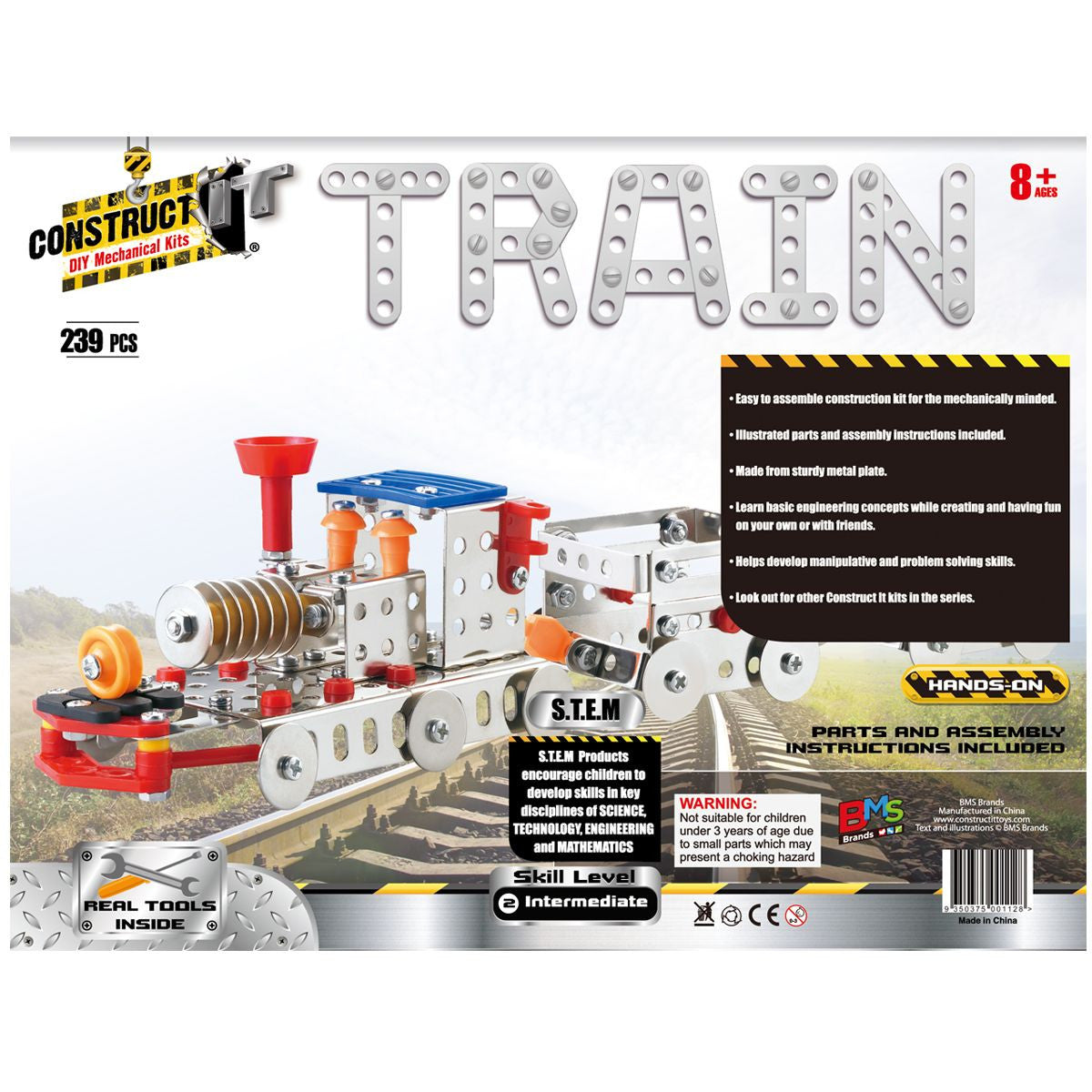 Kit STEM Locomotiva cu aburi și doua vagoane, nivel intermediar