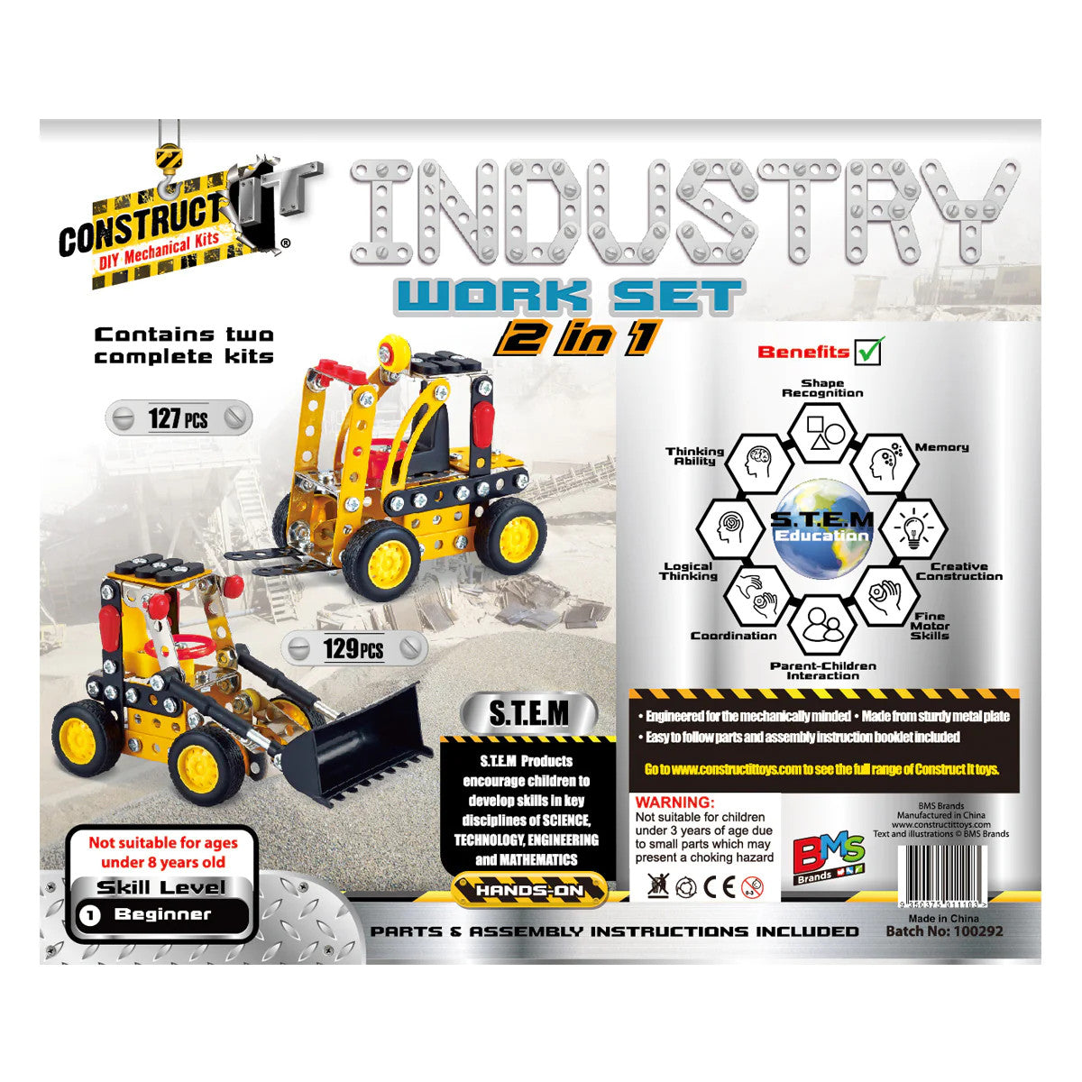 Kit STEM Vehicule de construcție 2 in 1, nivel incepator