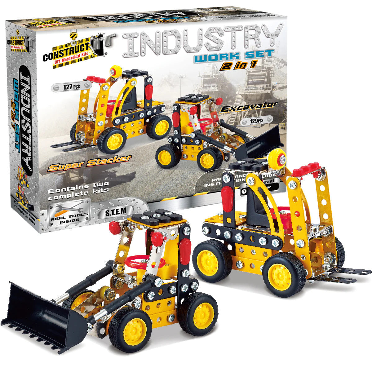 Kit STEM Vehicule de construcție 2 in 1, nivel incepator
