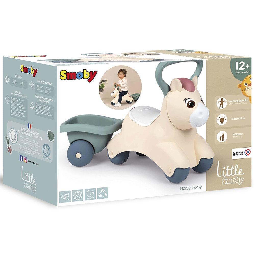 Masinuta de impins Smoby Pony cu remorca