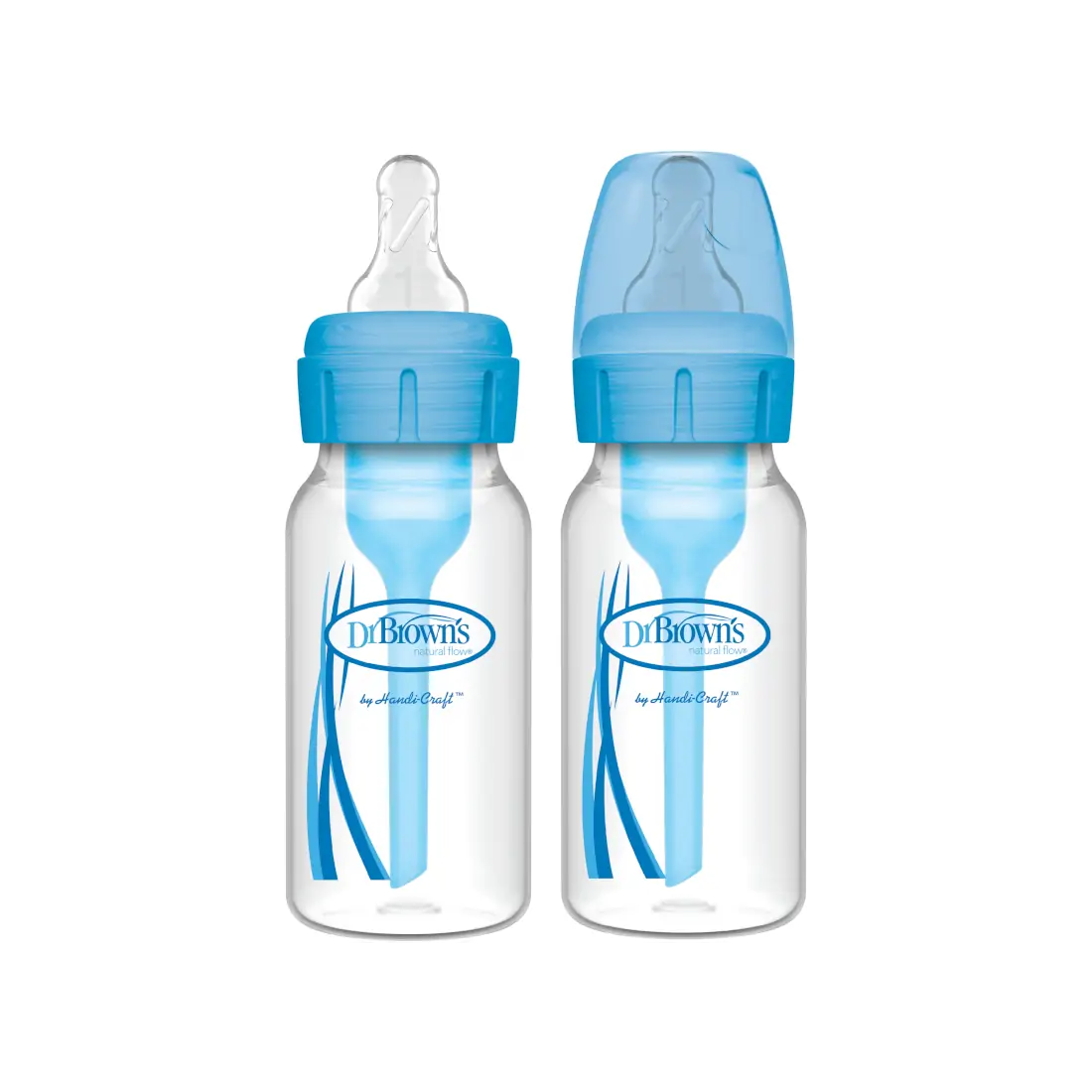 Pachet Biberoane din plastic, Anti-Colici cu Gat Ingust "Options Plus" 120 ml. (2 pack), Albastru