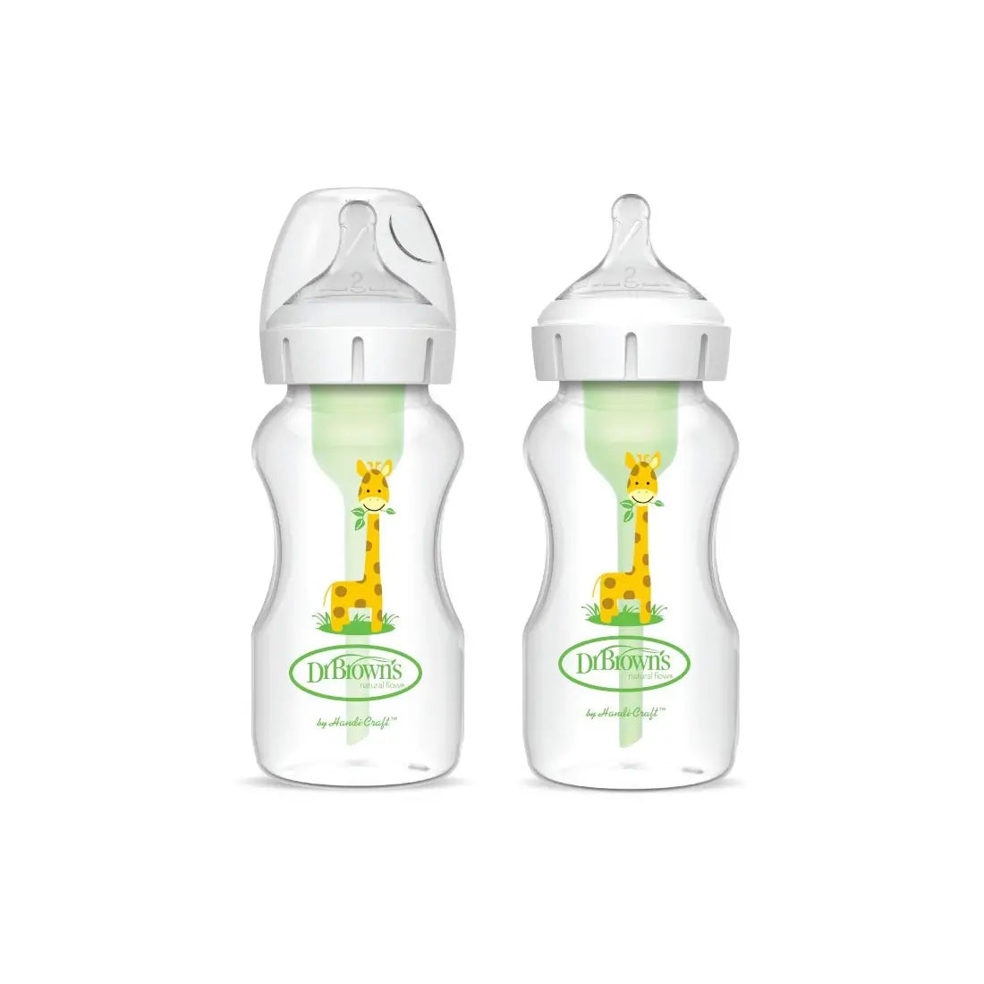 Pachet Biberoane Anti-Colici, Design, Gat Larg "Options Plus" PP, 270ml. cu tetina nivel doi, 2-Pack