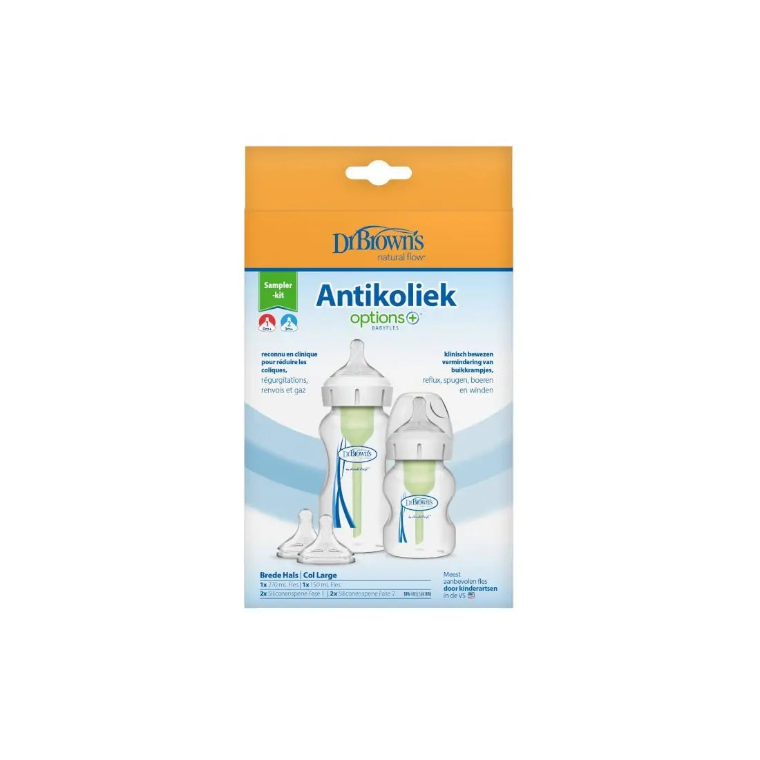 Pachet Biberoane Anti-Colici cu Gat Larg, PP, MiniStarter ”Options Plus” �