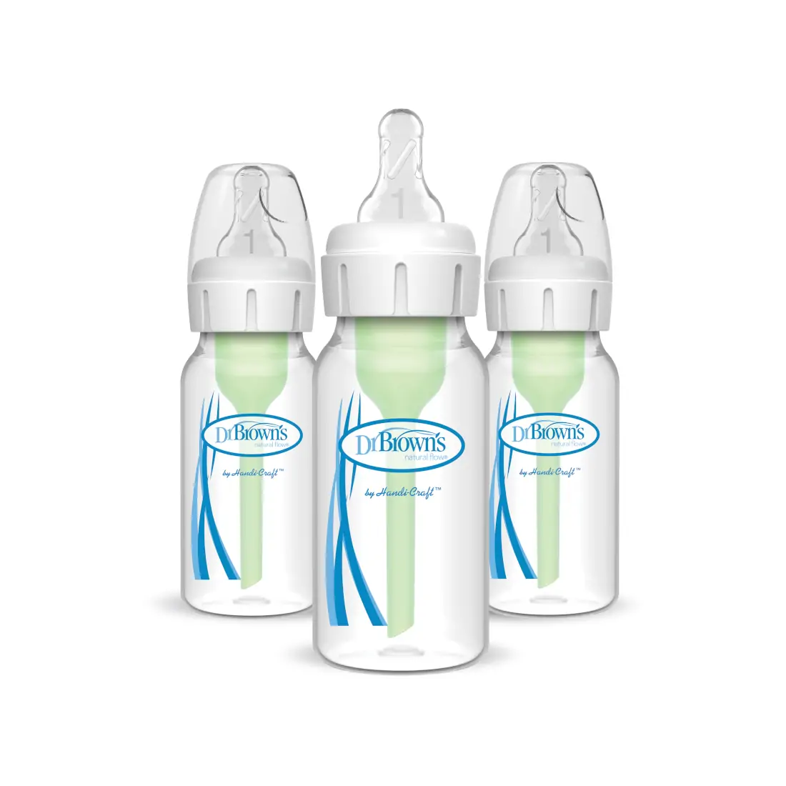Pachet Biberoane din plastic Anti-Colici cu Gat Ingust, 120 ml. "Options Plus" (3 pack)