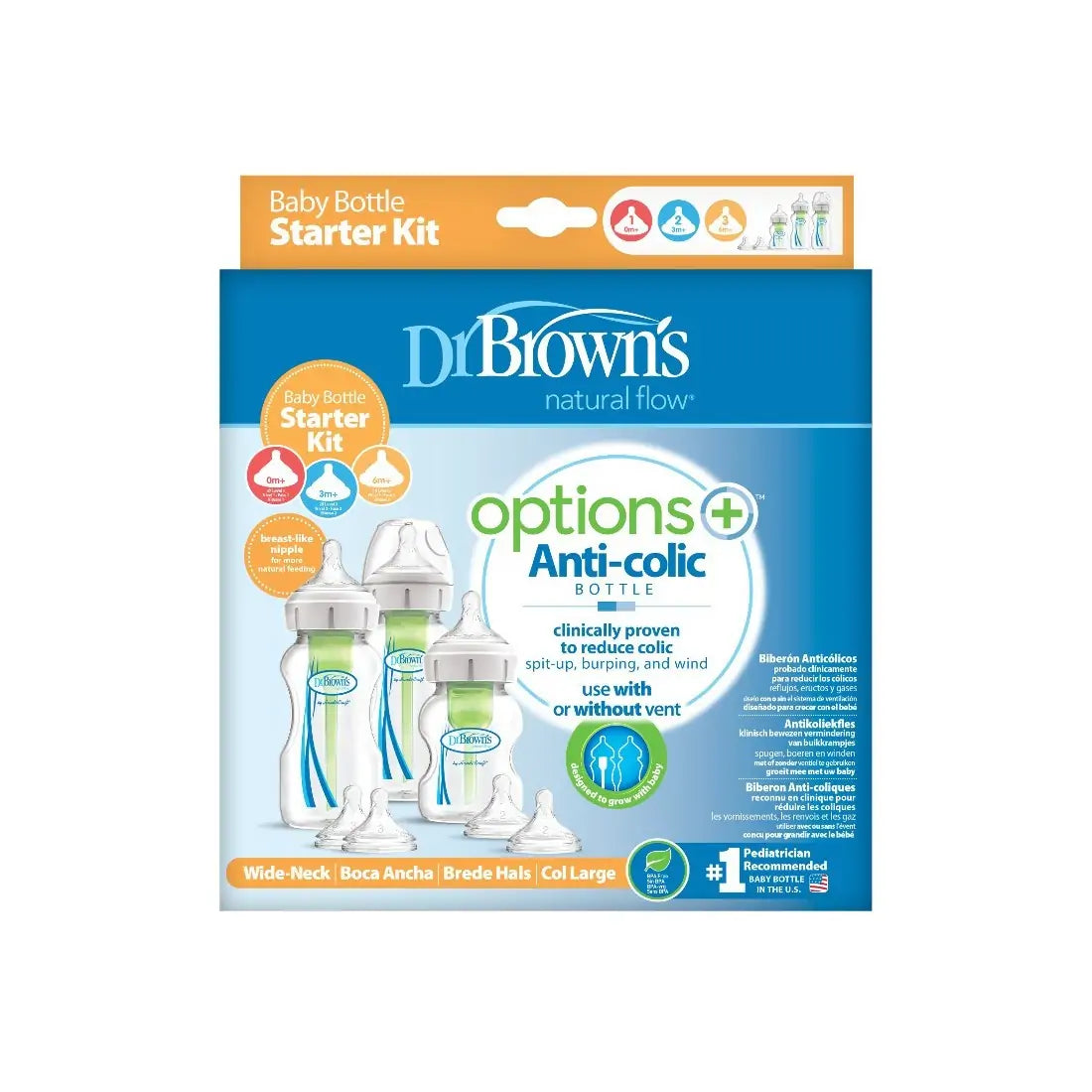 Pachet Promotional Biberoane din plastic, Anti-Colici cu Gat Larg "Options Plus"